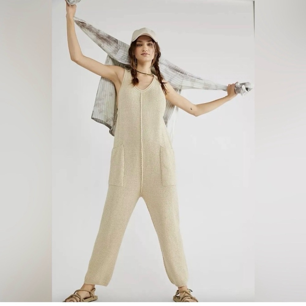 Free People Beach Everson Cream Jumpsuit